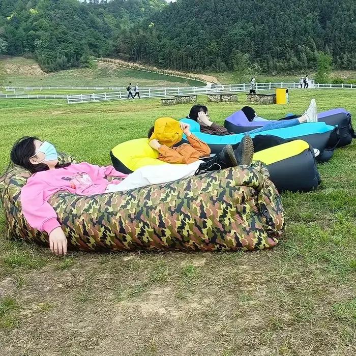 Canapé gonflable rapide air lounger pour camping plage pêche pique-nique lit paresseux portable pliable