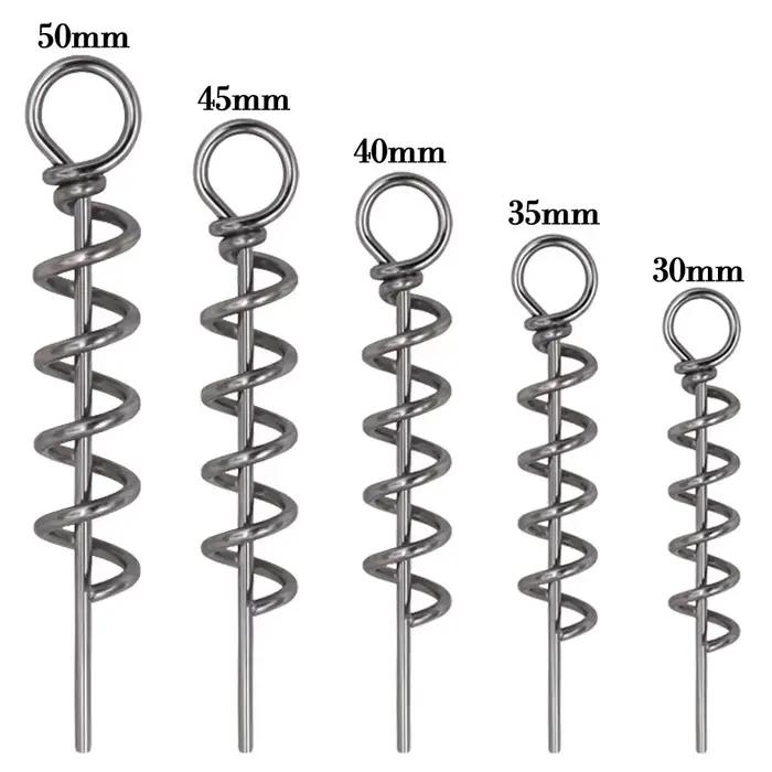50 épingles à ressort pour fixation de leurres souples - Aiguilles à ver et vis de centrage