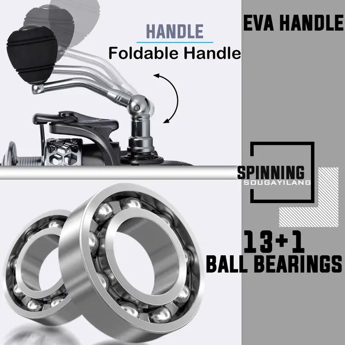 Canne télescopique Sougayilang 1.8-2.7m avec moulinet haute vitesse 5.1:1 et kit pêche complet