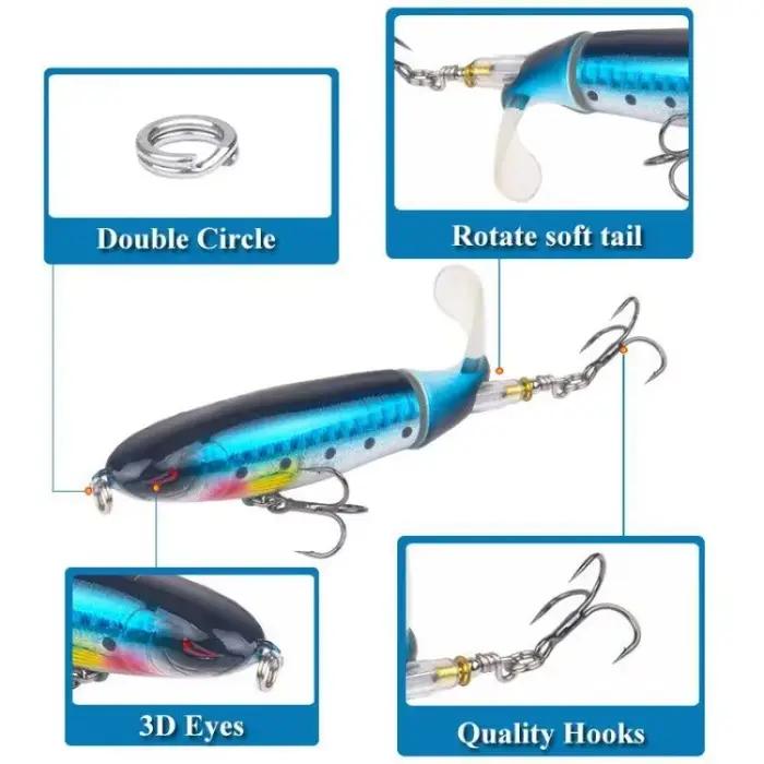 Leurre dur crank bait 13g-35g avec queue rotative - Appât artificiel oscillant pour pêche sportive