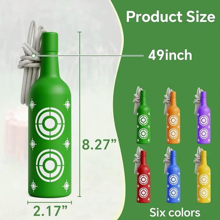 6 cibles bouteilles plastique colorées avec corde pour tir pêche intérieur extérieur - Divertissement