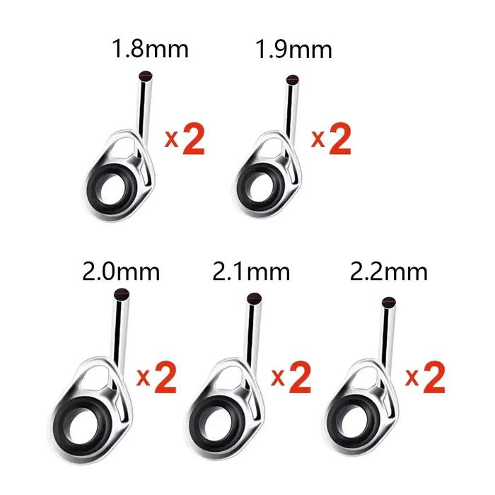 10 anneaux guides télescopiques 0.9-2.2mm pour réparation de cannes à pêche et accessoires de pointe