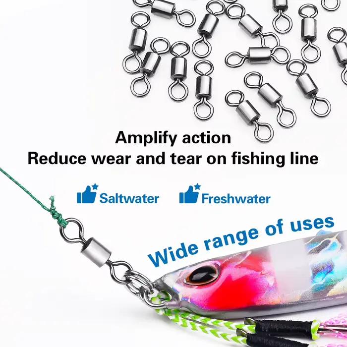 50 émerillons de pêche en acier inoxydable solide pour connecter leurres et hameçons