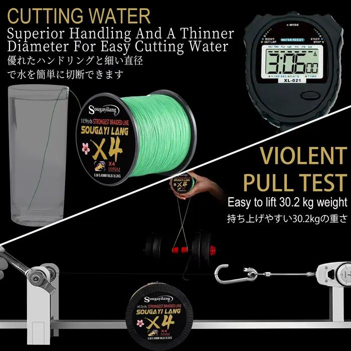 Sougayilang Braided Line 4X 100/300m 5 Couleurs - Ligne PE Multifilament MaxDrag 66LB pour Pêche Mer et Eau Salée