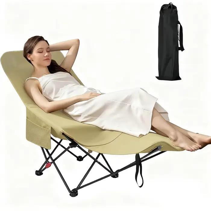 Fauteuil pliant réglable avec repose-pieds intégré - Siège pêche camping plage avec sac de rangement
