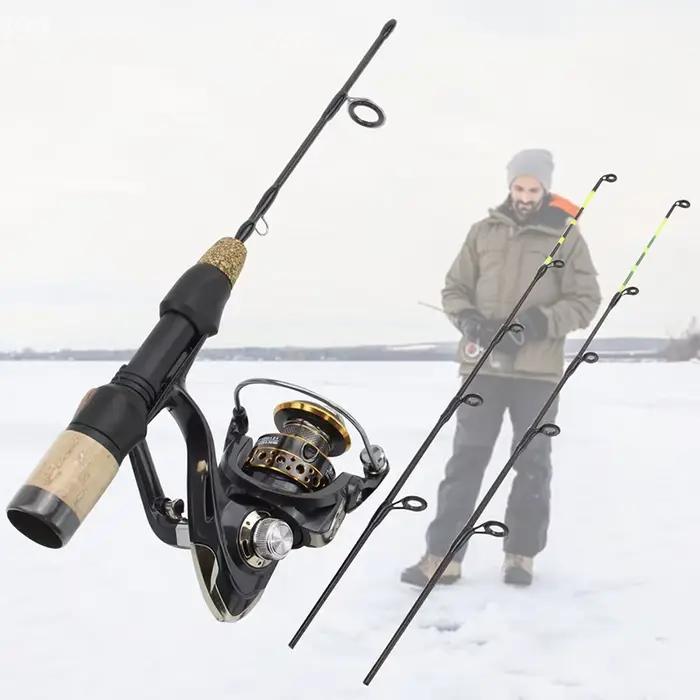 Canne à pêche glace portable 60cm 2 brins carbone léger pour carpe et truite en rivière étang