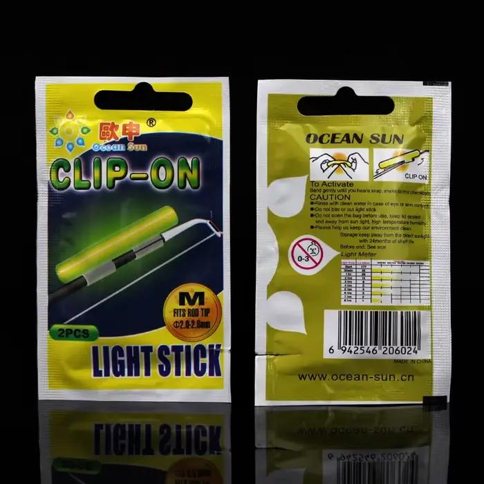 Lot de 100 bâtons lumineux fluorescents pour pêche de nuit, clipsables sur canne, tailles S à