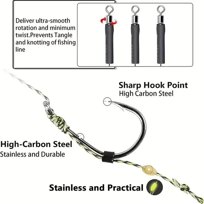 24 montages carp hair rigs premium avec hameçons acier carbone, émerillons et bouillettes - Kit carpe