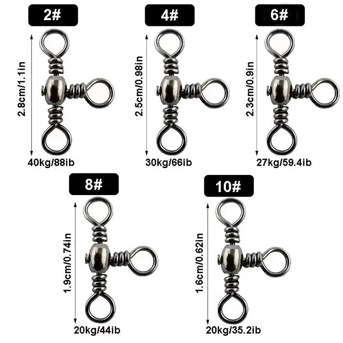 Lot de 50 connecteurs triple brins en nickel noir pour pêche, émerillons T et séparateur de ligne