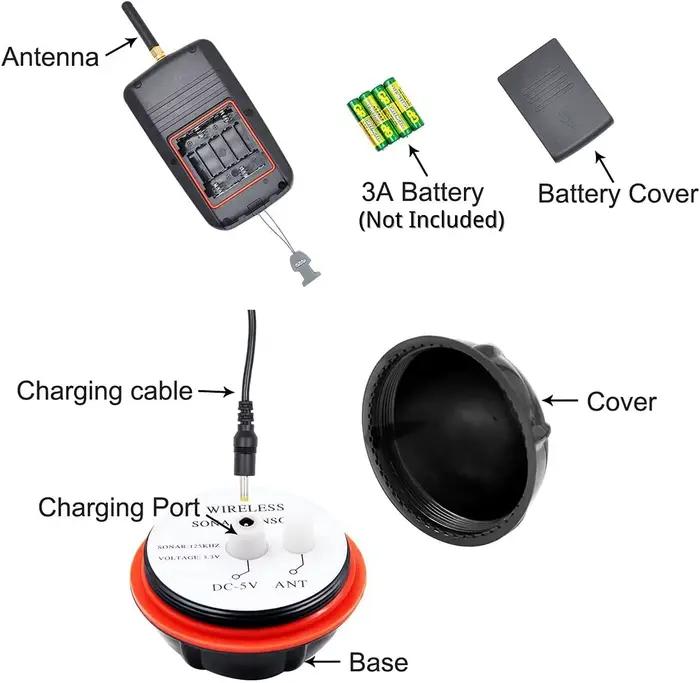 Sonar pêche portable sans fil avec menu russe - Détecteur poissons LUCKY échosondeur sous-marin