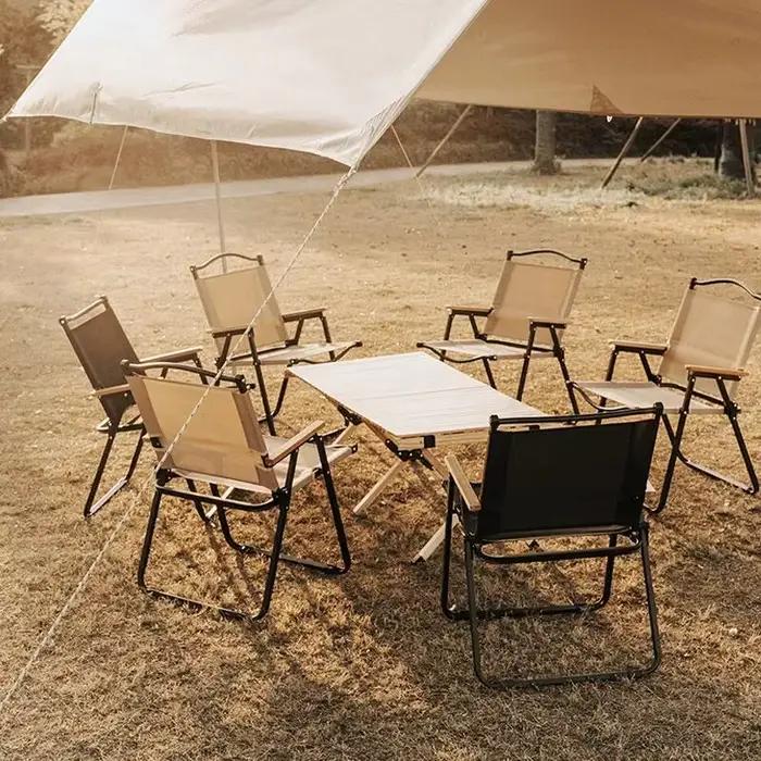 Chaise pliante aluminium grain de bois pour pêche - 2 pièces portable équipement camping Comite