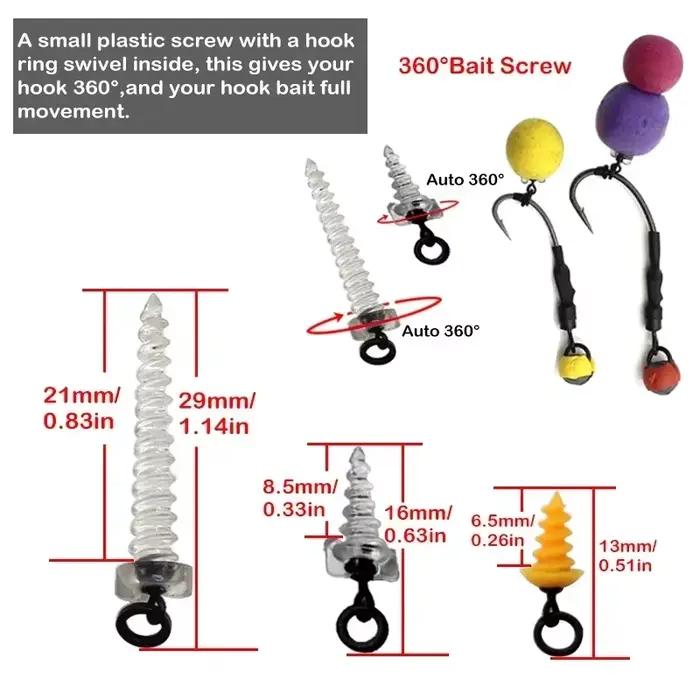 Vis à appâts pour montages carpe avec micro-émerillon - Bait screws pour boilies et montages Ronnie rig