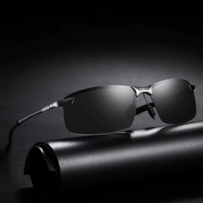 Lunettes de soleil métal polarisées demi-monture pêche rétro - Design luxe UV400 homme
