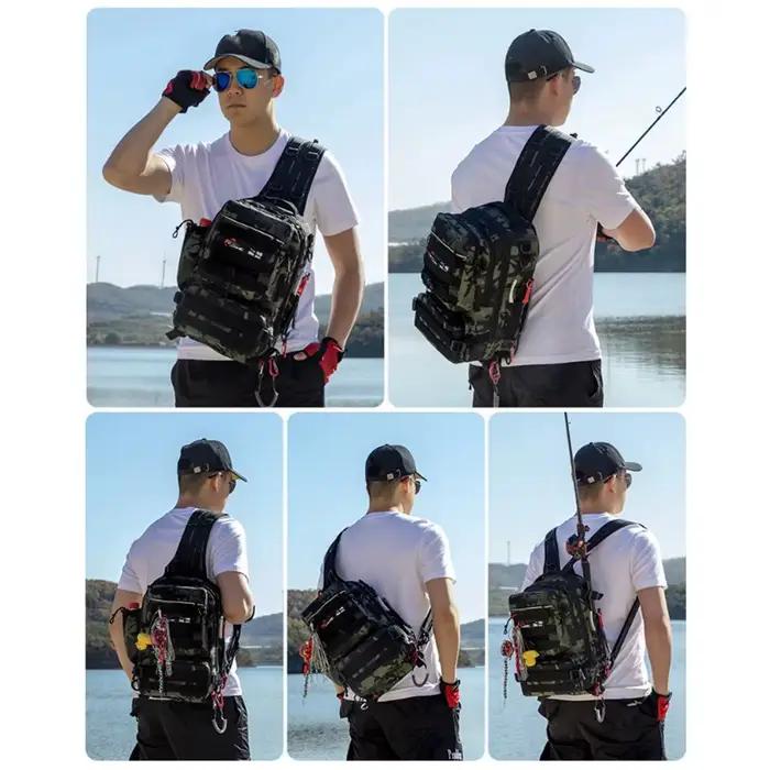 Sac à dos pêche Scione multi-usages avec porte-canne pour rangement et transport d'équipement de pêche, camping et chasse occasions spéciales