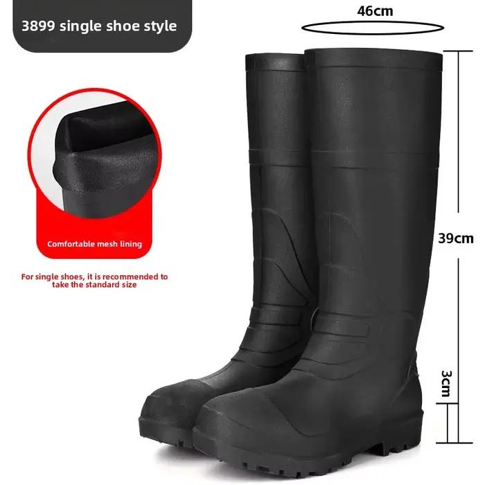 Bottes pêche hautes imperméables jaunes minimalistes - Chaussures caoutchouc résistantes pour rivière