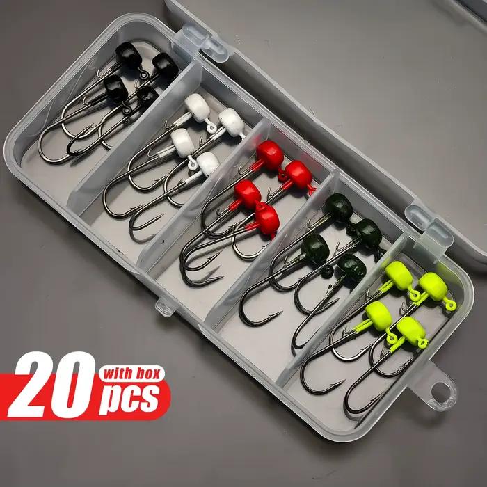 Set 20 hameçons ned rig mushroom pour leurres souples finesse - Têtes plombées pour trajectoire améliorée