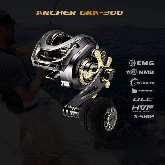 Moulinet baitcasting SOLOKING GKA300 pour pêche en mer - Puissant 9.5kg de frein et rapport 6.4:1