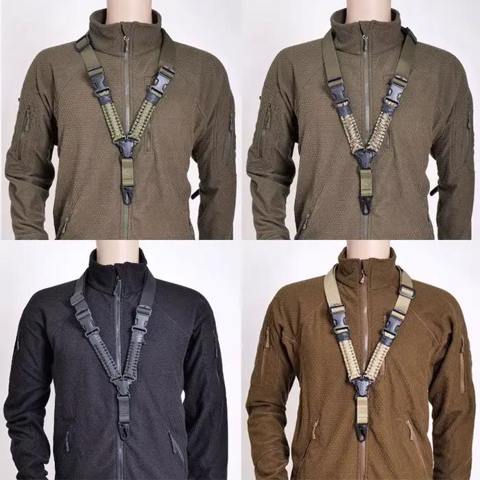 Bretelle de fusil tactique à point unique en nylon pour chasse et pêche ajustable durable