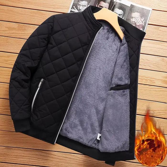 Bomber homme pêche doublé polaire motif diamant veste casual imperméable automne hiver