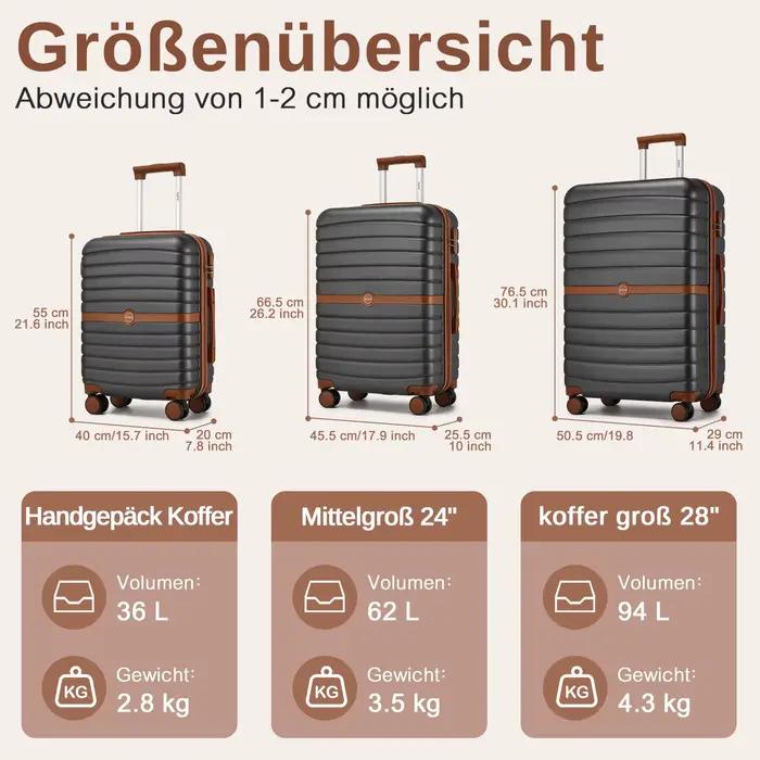 Valise rigide KONO 55-76 cm à roulettes 360° - Idéale transport matériel pêche voyages
