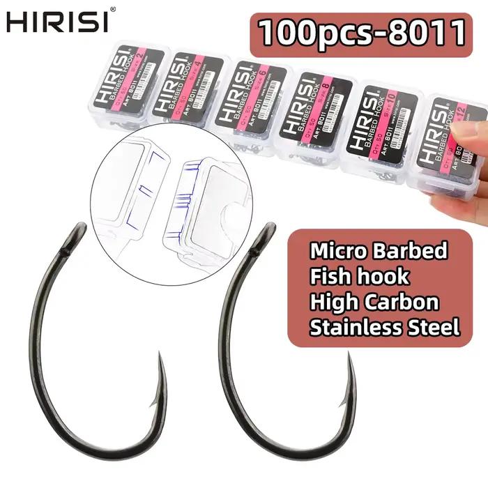 Hameçons de pêche à la carpe Hirisi 50 pièces PTFE acier carbone haute résistance boîte avec règle