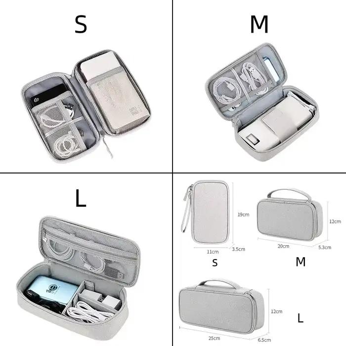 Grand organisateur de câbles de voyage - Pochette étanche portable pour câbles et électronique