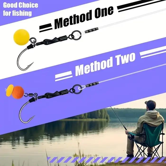 Kit 5 rigs method feeder pour pêche carpe - Fluorocarbone 100% et swivels rolling inclus