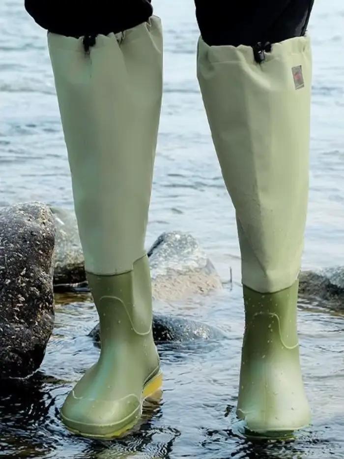 Bottes de pêche imperméables résistantes à lacets pour hommes - Design large bout des orteils et économique