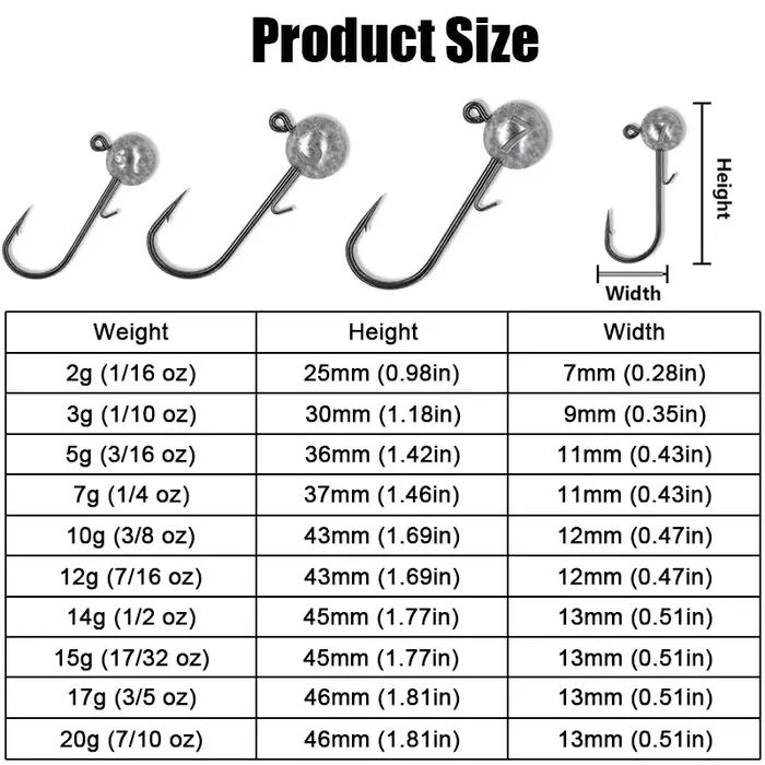 50 têtes plombées jig pêche leurres ronds pour montages Ned Rig truite perche brochet