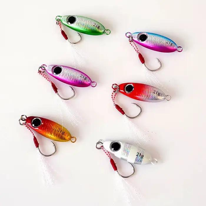 Micro cuillers métal 6 pièces 5.5g à 21g - Leurres de jigging pour pêche du bord en mer et eau douce