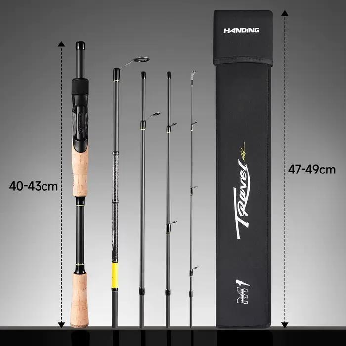 Canne voyage 40-43cm 5-6 sections HANDING - Canne portable rapide avec anneaux Seaguide pour pêche nomade