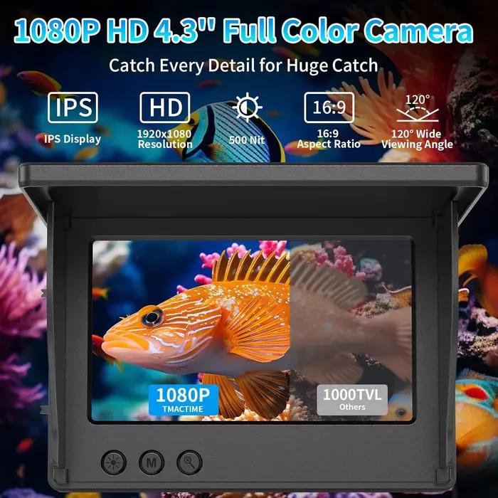 Caméra de pêche sous-marine 1080P 4.3" LCD - Fish finder étanche avec vision nocturne portable
