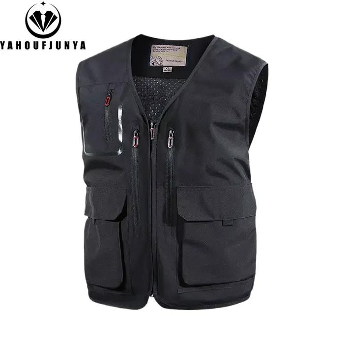 Veste sans manches pêche été 2025 homme - Respirante légère multi-poches pour camping et activités outdoor