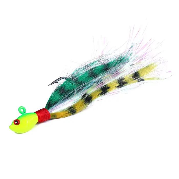 Têtes Plombées Bucktail 7-56g avec Poils Cerf - Leurre Jigging Plume Œil 3D Pêche Mer et Rivière