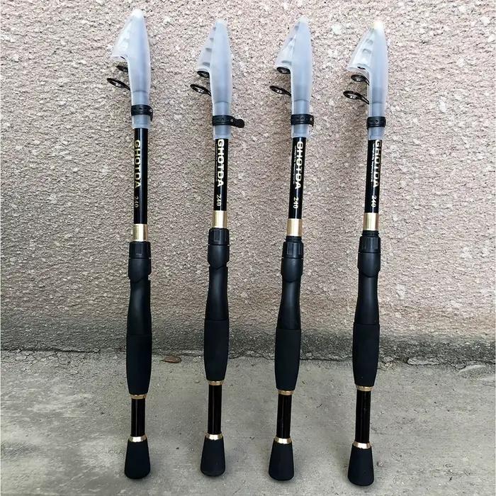 Canne télescopique pêche ultralégère 1.6-2.4m carbone pour leurres 10-30g - Sensibilité maximale