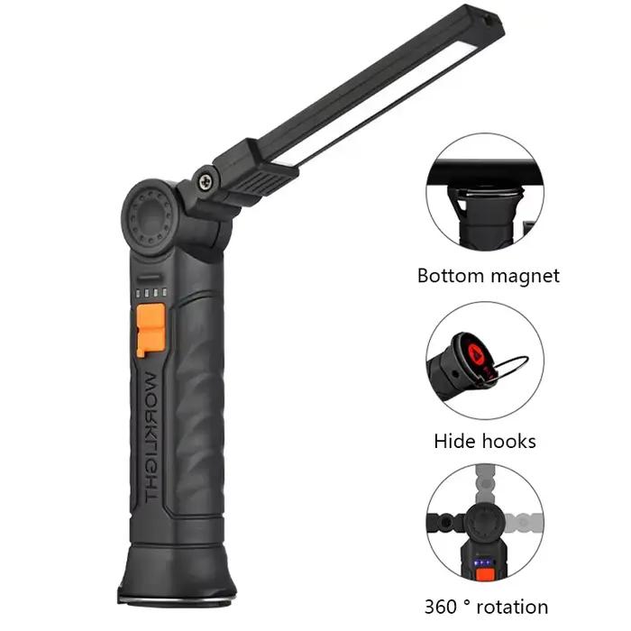 Lampe torche LED COB portable rechargeable USB magnétique pour camping pêche travail