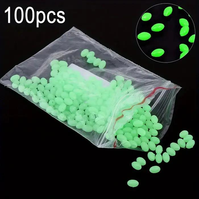 100 perles luminescentes fishing ovales - Perles durs/souples pour montages, set accessoires pêche
