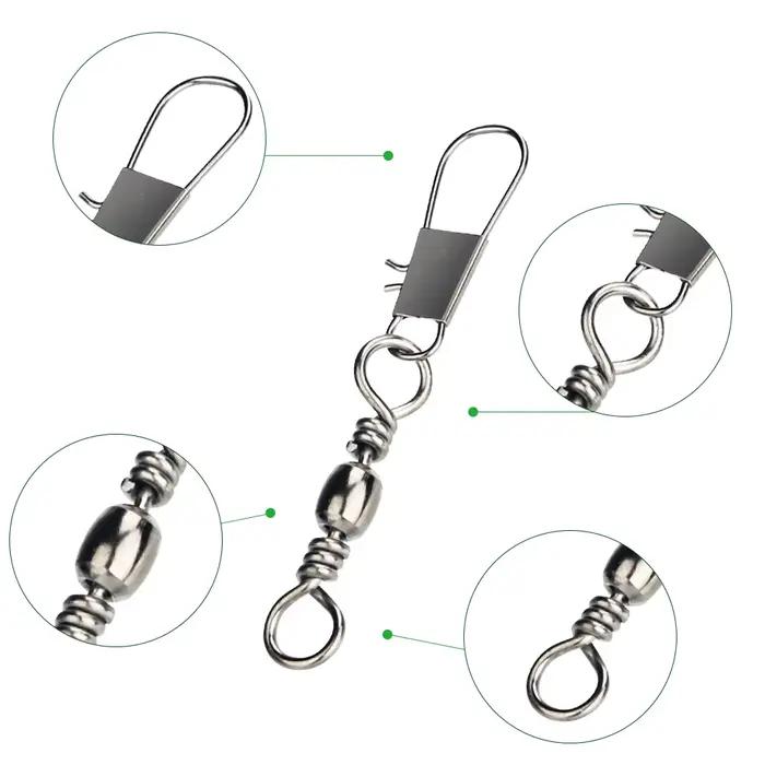 Émerillons pêche brochet 20-100 pièces acier carbone à roulement pour connecteur leurres accessoires