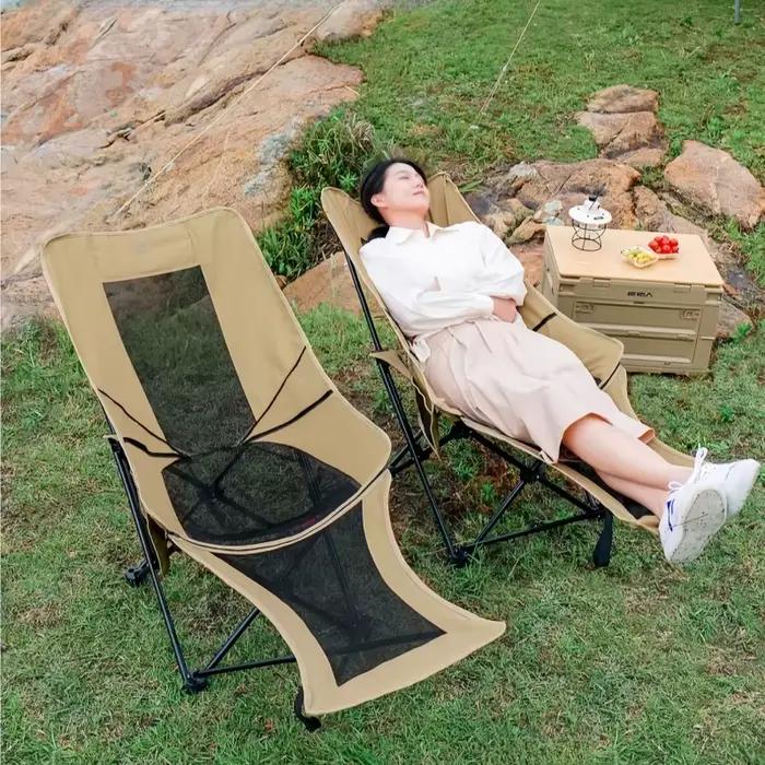 Chaise longue pliante 4 positions avec repose-pieds - Siège réglable léger pour pêche et plage