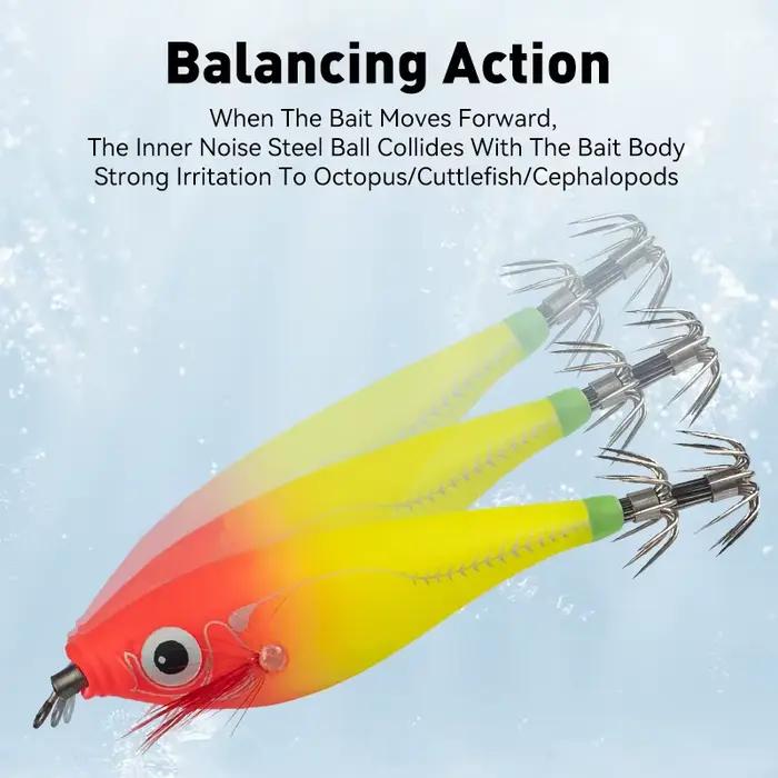 Leurre LEYDUN Luminous Horizontal Squid Jig 5pcs - Appât phosphorescent pêche calmar seiche crevettes mer