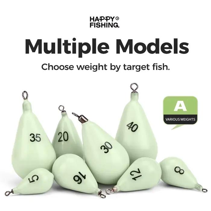Plombs de pêche lumineux WEIHE avec coque souple - poids de 30g à 150g pour pêche de nuit