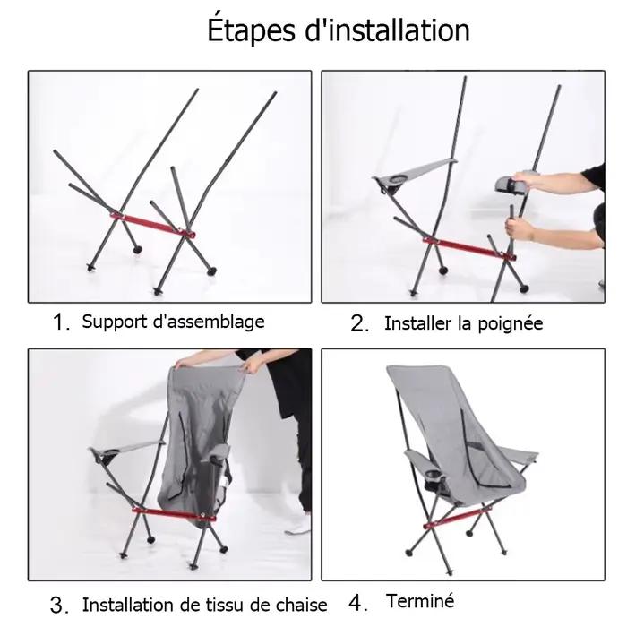 Chaise de pêche en aluminium avec accoudoirs et porte-gobelet moderne pour camping et activités plein air confortables