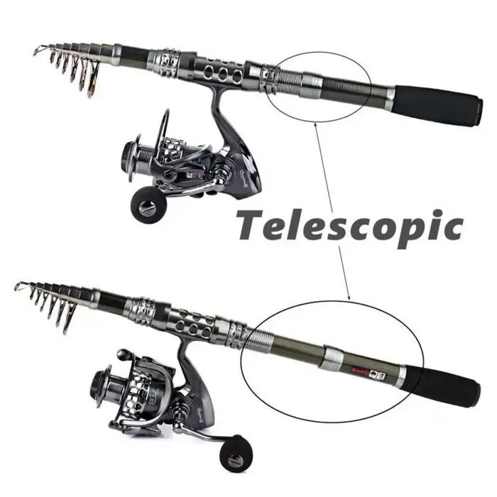 Combo canne spinning carbone 1.8-3.3m et moulinet 13+1BB Sougayilang télescopique kit pêche polyvalent