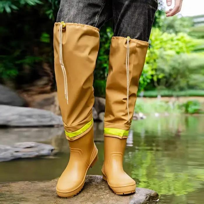 Bottes de pluie homme pêche genou imperméables caoutchouc outdoor bottes longues tube botas lluvia