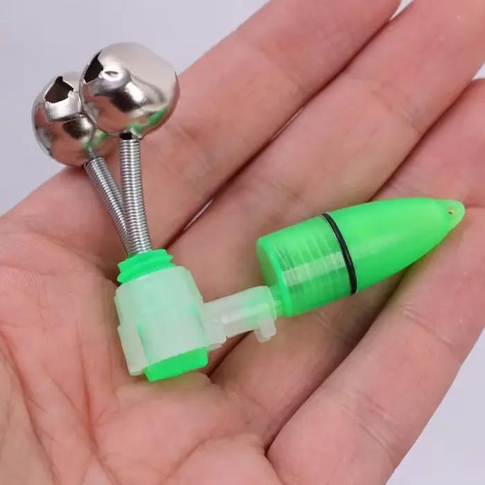 Clochette alarme lumière mer avec pince fixation canne - indicateur anneaux LED 2/6 pièces accessoires pêche nocturne