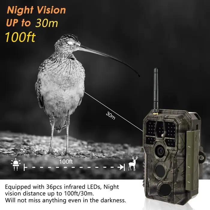 A280W caméra trail jeu 64MP WiFi avec LEDs sans lueur angle détection 120 degrés réglage application