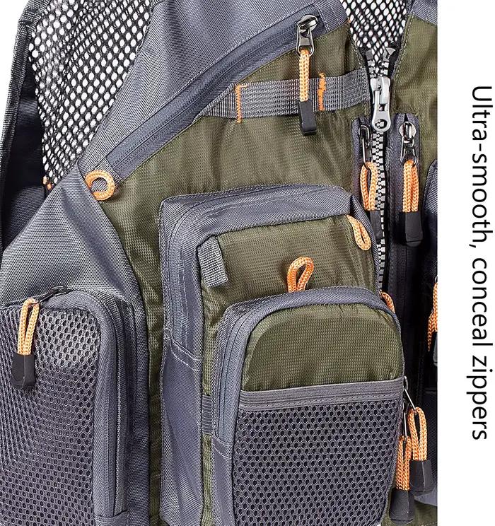 Gilet de pêche respirant léger ajustable sports extérieur natation rangement matériel pêche