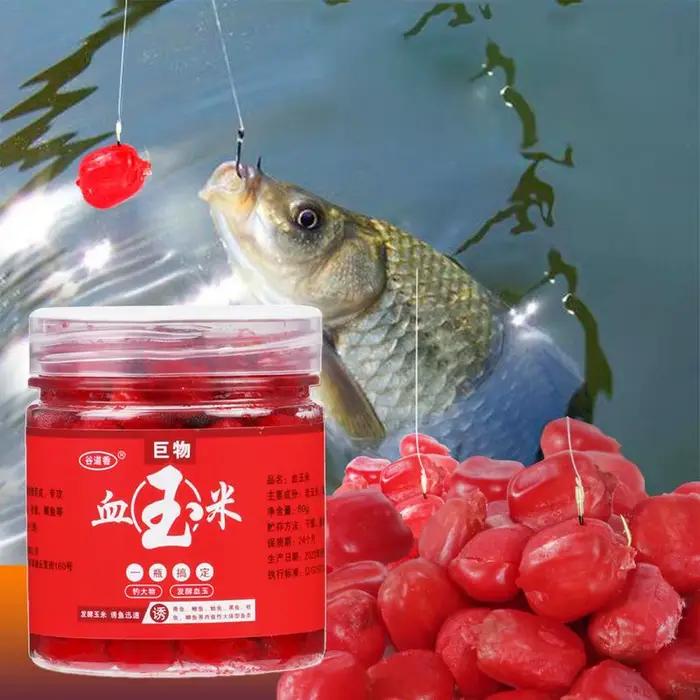 Appât concentré maïs sang 80g - Attractant rouge pour perche, silure, carpe et gardon - Accessoire pêche