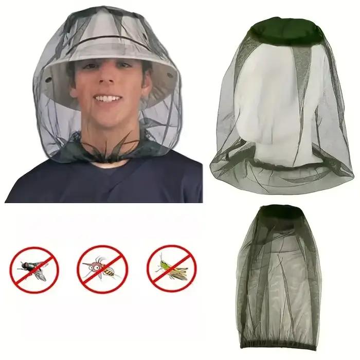 Chapeau anti-moustiques filet de pêche avec protection intégrale pour randonnée et camping