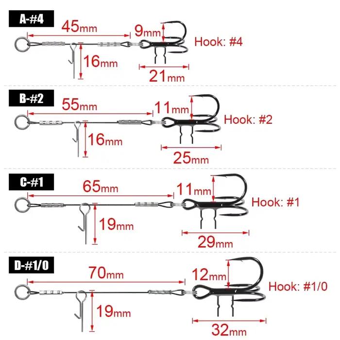 Leurre souple pêche du brochet avec hameçon assisté Rosewood Stinger Rig 3 pièces #4 #2 #1 #1/0